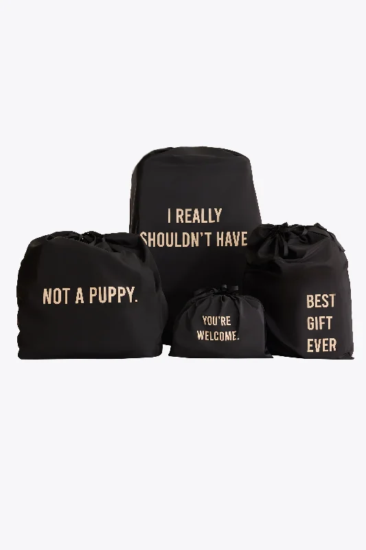 Kids' themed polyester travel bag for family road tripsThe Gift Bag in Black