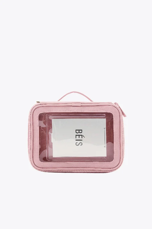 Travel bag with a built - in power bank charger for on - the - go device chargingThe On The Go Essential Case in Atlas Pink Travel bag with a built - in power bank charger for on - the - go device chargingThe On The Go Essential Case in Atlas Pink