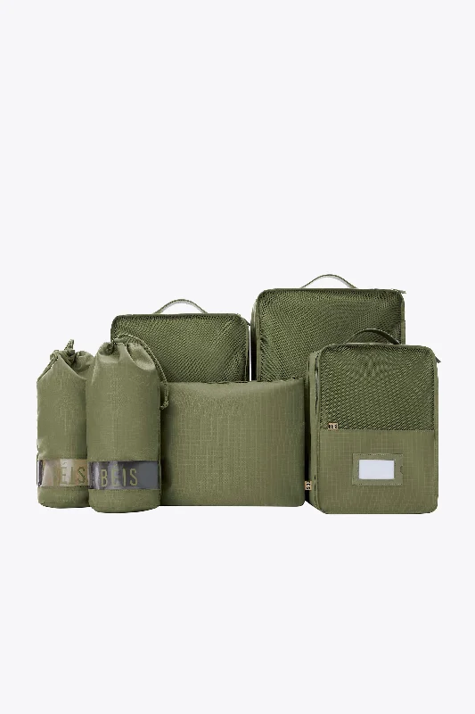 Stackable travel bag set with various sizes for diverse packing needsThe Packing Cubes in Olive Stackable travel bag set with various sizes for diverse packing needsThe Packing Cubes in Olive