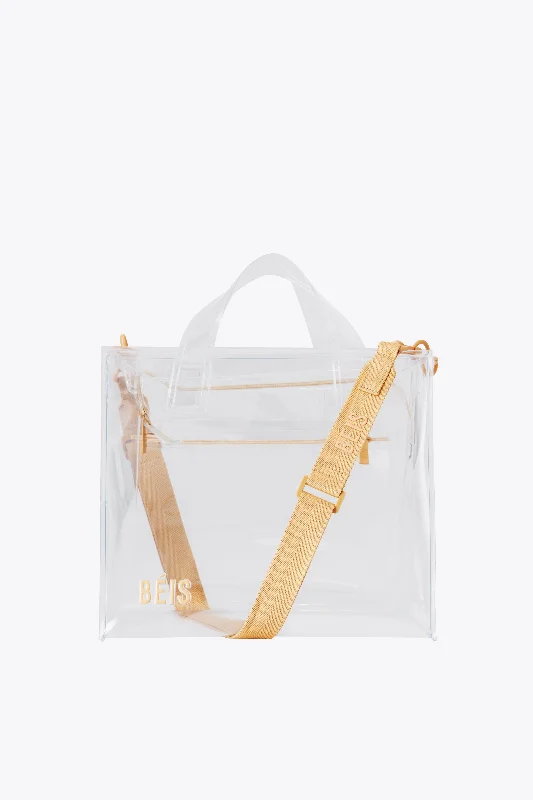Soft - sided travel bag with reinforced corners for durabilityThe Stadium Tote in Clear Soft - sided travel bag with reinforced corners for durabilityThe Stadium Tote in Clear