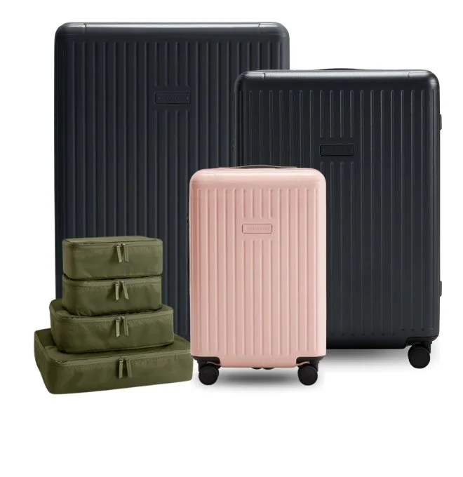 Compact carry - on travel bag with spinner wheels for easy maneuvering in airportsThe Suitcase Stuffer Luggage Set Compact carry - on travel bag with spinner wheels for easy maneuvering in airportsThe Suitcase Stuffer Luggage Set