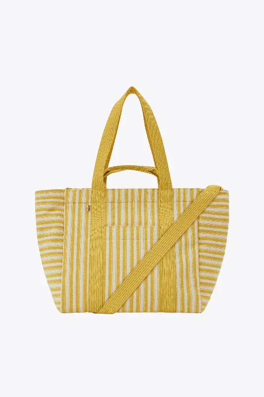 TSA - compliant travel bag with built - in combination lock for airport securityThe Vacation Tote in Honey Stripe TSA - compliant travel bag with built - in combination lock for airport securityThe Vacation Tote in Honey Stripe