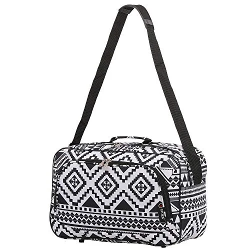 16 Inch Carry On Hand Luggage Flight Duffle Bag, 2nd Bag or Underseat, 19L (Black Aztec) 16 Inch Carry On Hand Luggage Flight Duffle Bag, 2nd Bag or Underseat, 19L (Black Aztec)