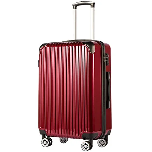 COOLIFE Luggage Expandable(only 28") Suitcase PC+ABS Spinner 20in 24in 28in Carry on (Wine Wind New, M(24in)) COOLIFE Luggage Expandable(only 28") Suitcase PC+ABS Spinner 20in 24in 28in Carry on (Wine Wind New, M(24in))