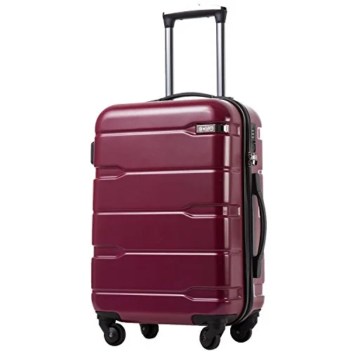 COOLIFE Luggage Expandable(only 28") Suitcase PC+ABS Spinner Built-in TSA Lock 20in 24in 28in Carry on (Radiant Pink, S(20in_Carry on)) COOLIFE Luggage Expandable(only 28") Suitcase PC+ABS Spinner Built-in TSA Lock 20in 24in 28in Carry on (Radiant Pink, S(20in_Carry on))