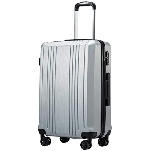Coolife Luggage Expandable(only 28") Suitcase PC+ABS with TSA Lock Spinner 20in 24in 28in (sliver, S(20in_carry on)) Coolife Luggage Expandable(only 28") Suitcase PC+ABS with TSA Lock Spinner 20in 24in 28in (sliver, S(20in_carry on))
