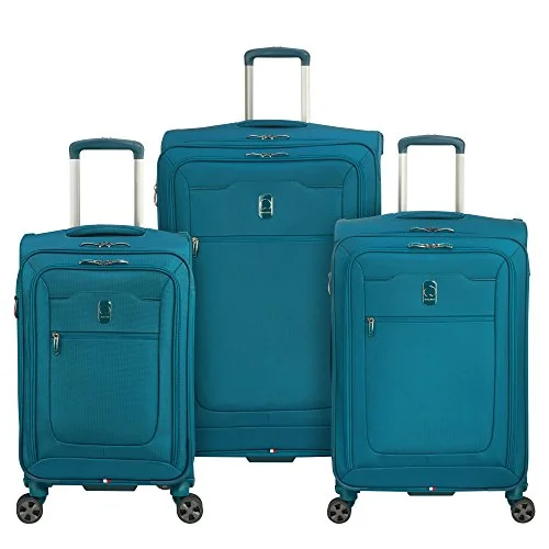 DELSEY Paris Hyperglide 3 Piece Luggage Set Carry On & Checked Spinner Suitcases, Teal Blue DELSEY Paris Hyperglide 3 Piece Luggage Set Carry On & Checked Spinner Suitcases, Teal Blue