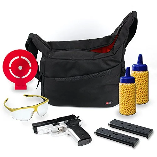 Duragadget Bb Gun Carry / Storage Bag Nylon Shoulder Bag In Black & Orange With Customizable Duragadget Bb Gun Carry / Storage Bag Nylon Shoulder Bag In Black & Orange With Customizable