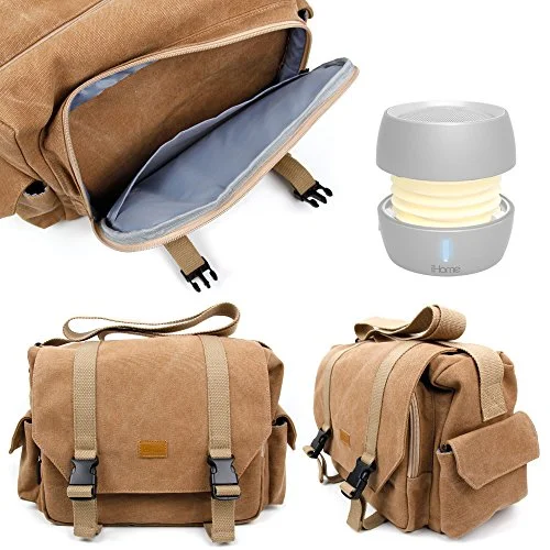 Duragadget Tan-Brown Large Sized Canvas Carry Bag For New Ihome Ibt73 Color Changing Bluetooth Duragadget Tan-Brown Large Sized Canvas Carry Bag For New Ihome Ibt73 Color Changing Bluetooth