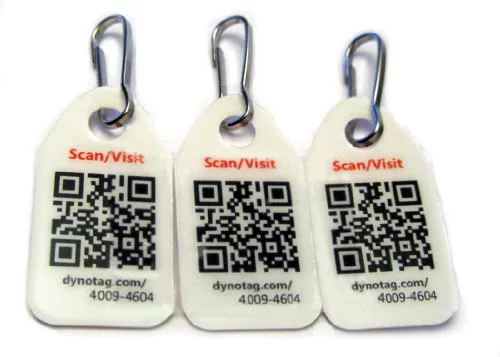 Dynotag Web/Gps Enabled Qr Code Smart Micro Zipper Tags - 3 Identical+Snaphooks