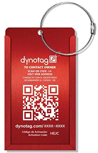 Dynotag Web/Gps Enabled Qr Smart Aluminum Convertible Luggage Tag W. Steel Loop (Ruby Red) Dynotag Web/Gps Enabled Qr Smart Aluminum Convertible Luggage Tag W. Steel Loop (Ruby Red)