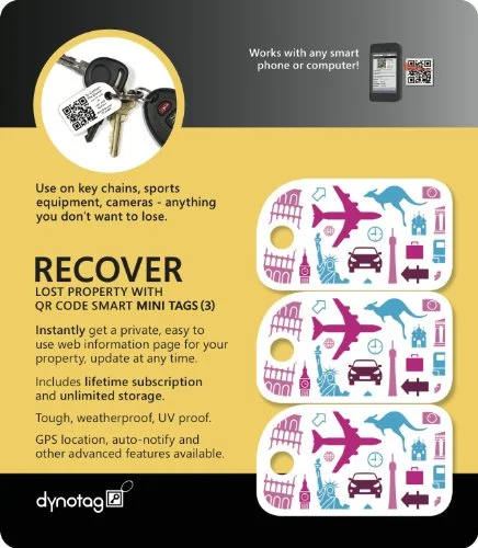 Dynotag Web/Gps Enabled Qr Smart Mini Fashion Tags - 3 Identical Tags For Gear (Memories) Dynotag Web/Gps Enabled Qr Smart Mini Fashion Tags - 3 Identical Tags For Gear (Memories)