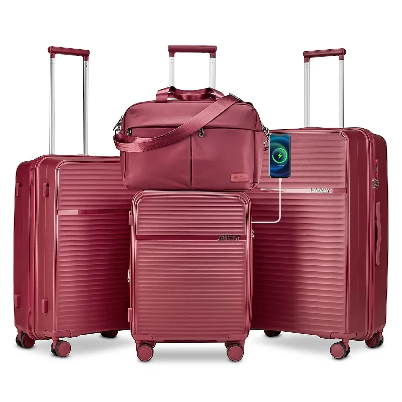 Expandable Suitcase set with Spinner Wheels & Charger, Hard Shell Lightweight Rolling Travel Luggage with TSA Lock (4 Piece) Expandable Suitcase set with Spinner Wheels & Charger, Hard Shell Lightweight Rolling Travel Luggage with TSA Lock (4 Piece)