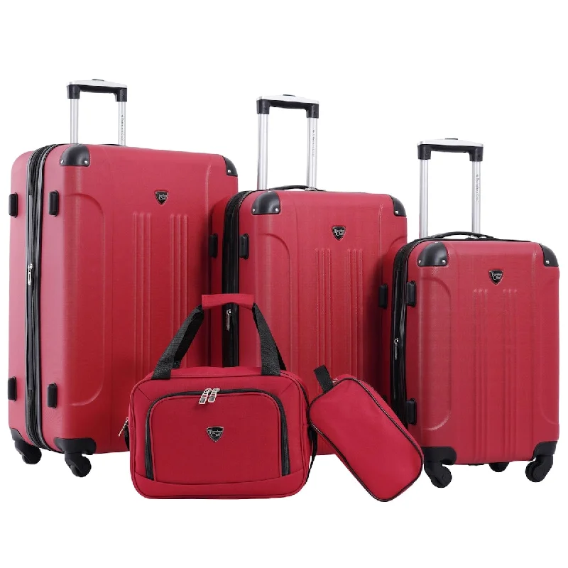 Hardside Expandable Spinner Luggages, Red, 5 Piece Set