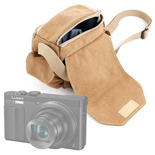 Tan Brown Medium Sized Canvas Carry Bag For Panasonic Lumix Dmc-Zs50 / Dmc-Zs45 / Dmc-Ts6 / Tan Brown Medium Sized Canvas Carry Bag For Panasonic Lumix Dmc-Zs50 / Dmc-Zs45 / Dmc-Ts6 /