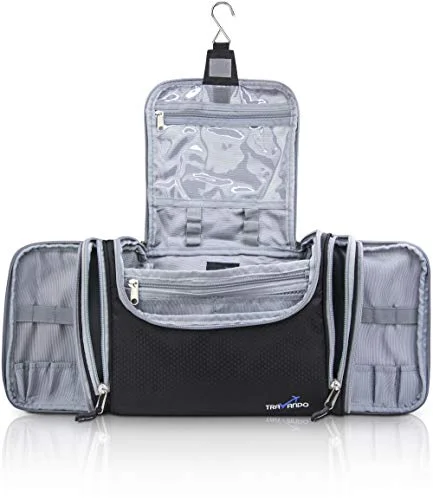 TRAVANDO XXL Toiletry Bag for Women"MAXI" with Hanging Hook - Large Wash Bag - Many Pockets - Travel Set, Travel Toiletry Kit Cosmetics Makeup Big Toilet Organizer Suitcase Luggage (Black) TRAVANDO XXL Toiletry Bag for Women"MAXI" with Hanging Hook - Large Wash Bag - Many Pockets - Travel Set, Travel Toiletry Kit Cosmetics Makeup Big Toilet Organizer Suitcase Luggage (Black)