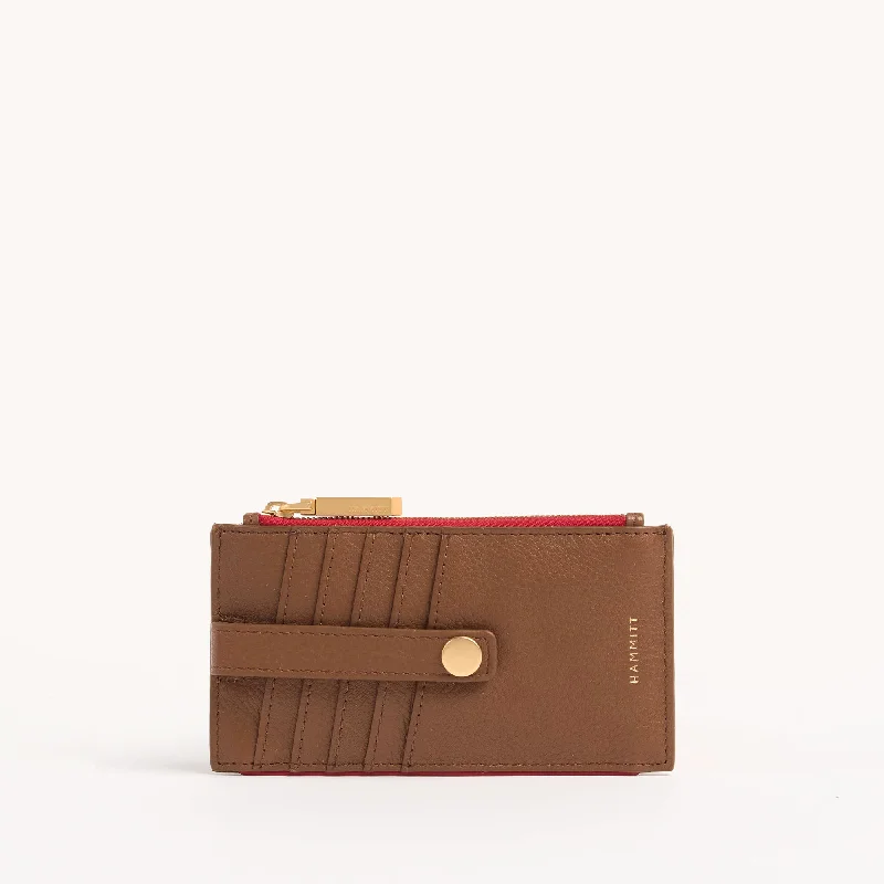 Elegant money clips for weddings210 West | Mahogany Pebble/Brushed Gold Red Zip
