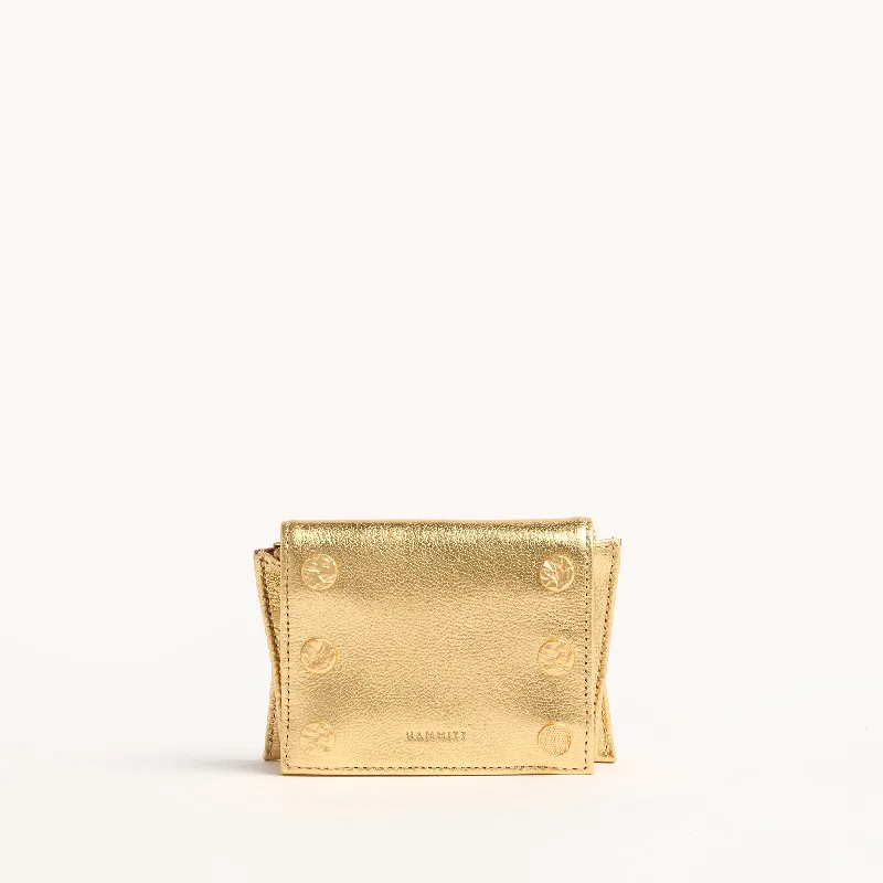 Luxury leather money clips with card slotsAllen Wallet | Gala Gold/Brushed Gold Hammered