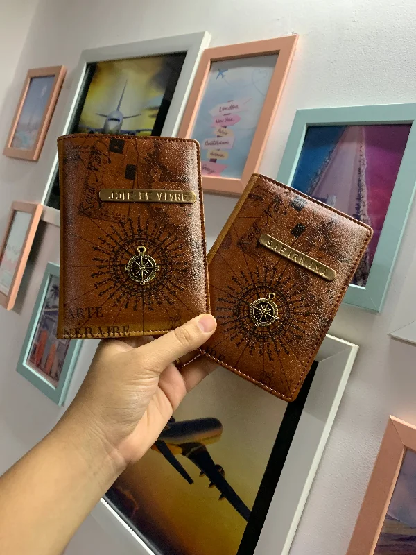 Leather Passport Covers & Wallets with Handmade Stitching for Luxury TravelersCouple Print Navigation Passport Covers Leather Passport Covers & Wallets with Handmade Stitching for Luxury TravelersCouple Print Navigation Passport Covers