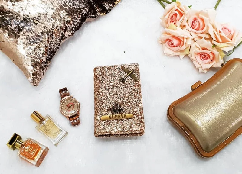 Silver-Plated Passport Covers & Wallets with Gemstone Accents for Elegant WomenPersonalised Bronze Glitter Passport Cover Silver-Plated Passport Covers & Wallets with Gemstone Accents for Elegant WomenPersonalised Bronze Glitter Passport Cover