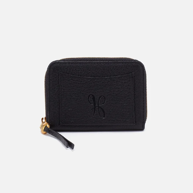 Elegant money clips for weddingsHart Card Case In Pebbled Leather - Black