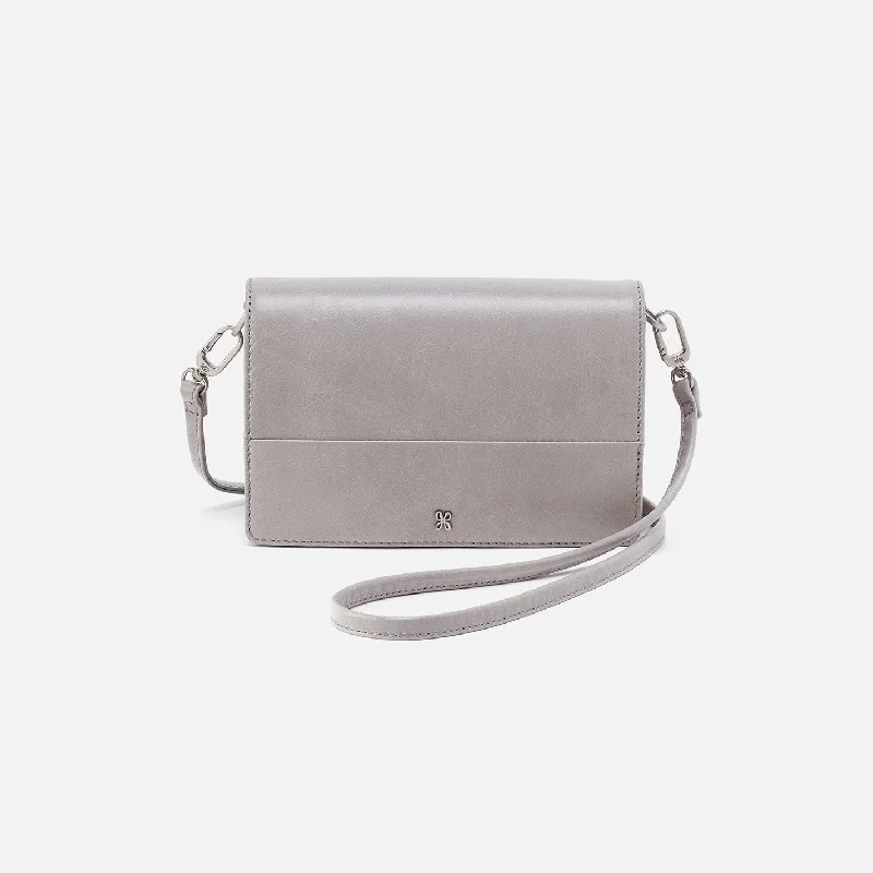 Lightweight money clips for travelJill Crossbody In Polished Leather - Light Grey