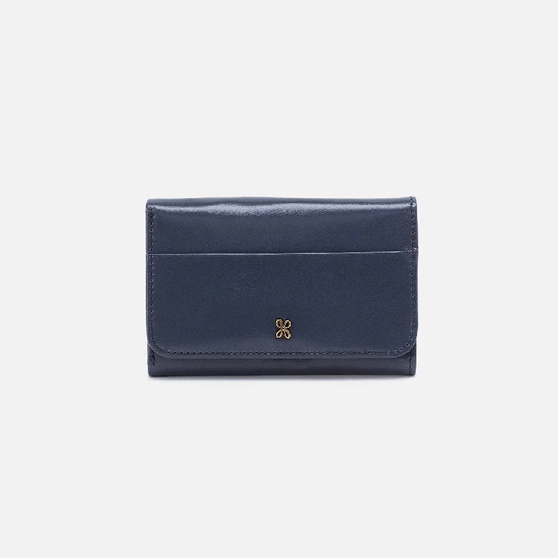 Elegant money clips for weddingsJill Trifold Wallet In Polished Leather - Blue Stone Elegant money clips for weddingsJill Trifold Wallet In Polished Leather - Blue Stone