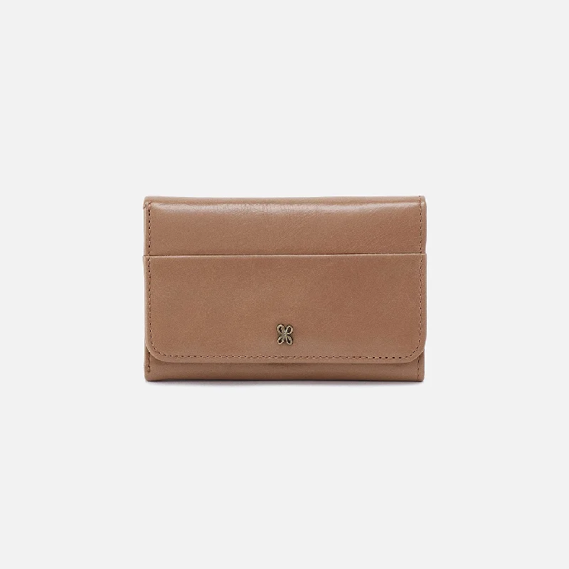 Eco-friendly money clips made from sustainable materialsJill Trifold Wallet In Polished Leather - Cashmere Eco-friendly money clips made from sustainable materialsJill Trifold Wallet In Polished Leather - Cashmere