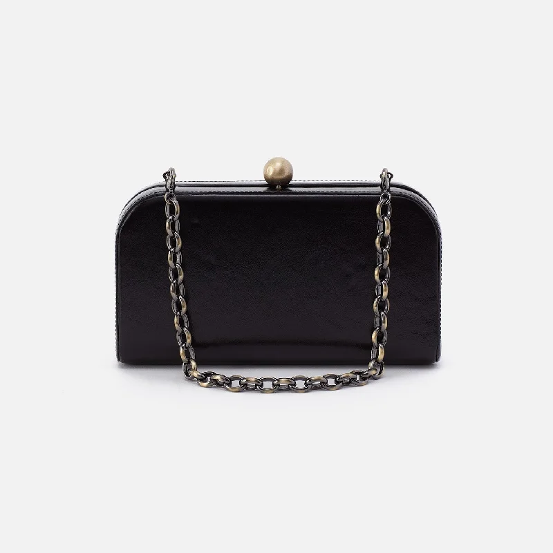 Lightweight money clips for travelLauren Minaudiere In Polished Leather - Black