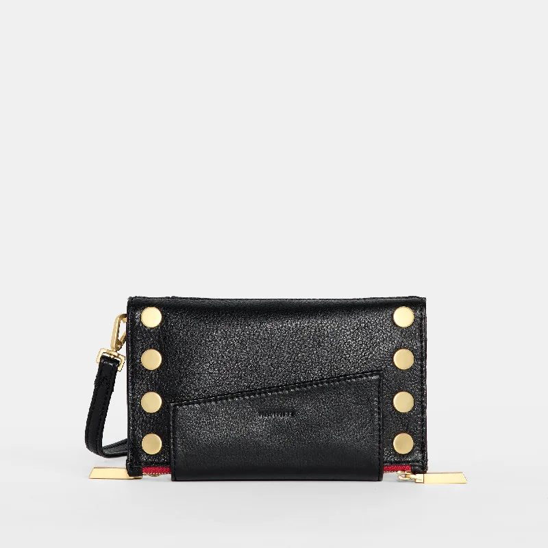 Money clips for women with sleek designsLevy | Black/Brushed Gold Red Zip