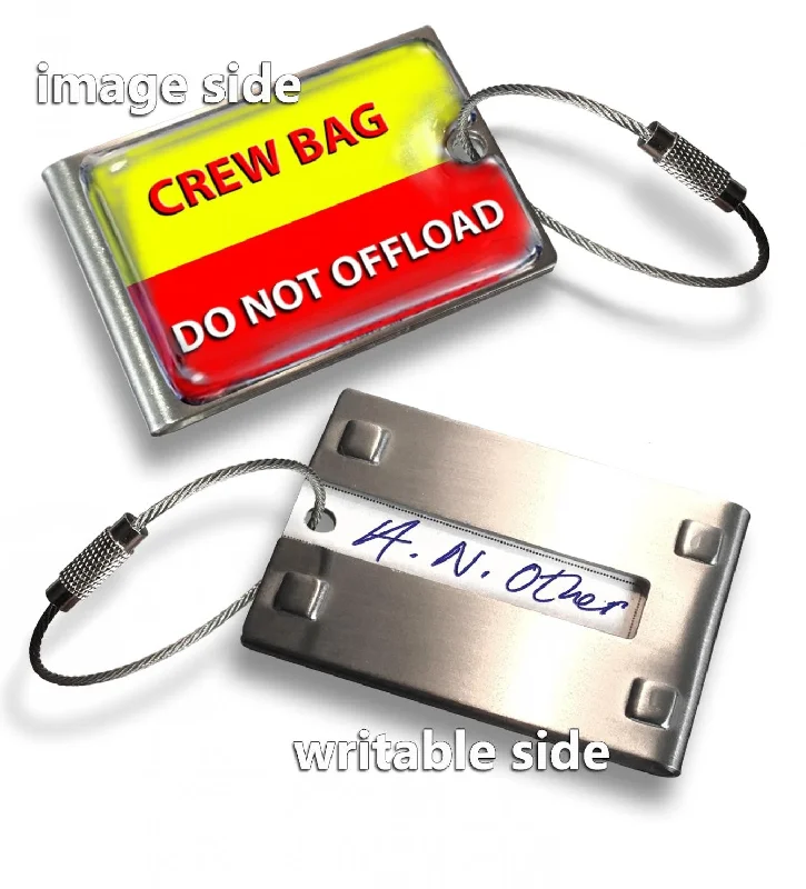 Vintage-Style Passport Covers & Wallets with Brass Hardware for Retro EnthusiastsCrew Bag -Do Not Offload(Writable Reverse) Tag