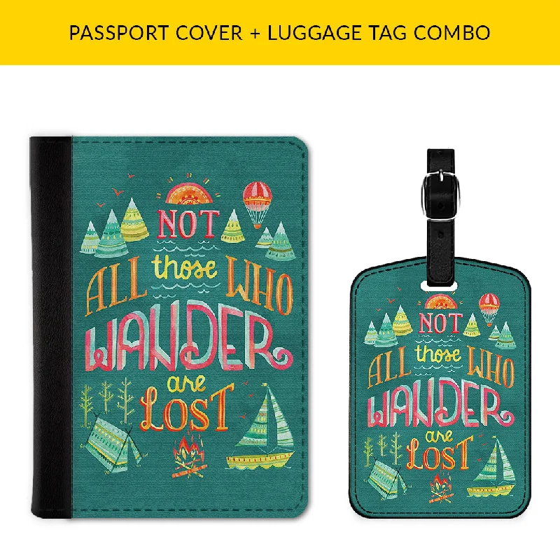 Silver-Plated Passport Covers & Wallets with Gemstone Accents for Elegant WomenNot All Who Wander are Lost Passport & Luggage Tag Combo Silver-Plated Passport Covers & Wallets with Gemstone Accents for Elegant WomenNot All Who Wander are Lost Passport & Luggage Tag Combo