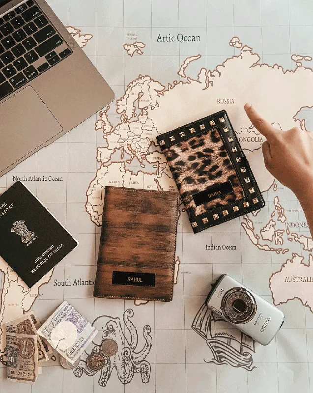 Beaded Passport Covers & Wallets with Bohemian Vibe for Festival GoersPersonalised Animal Print with Stud Work Couple Passport Cover Beaded Passport Covers & Wallets with Bohemian Vibe for Festival GoersPersonalised Animal Print with Stud Work Couple Passport Cover