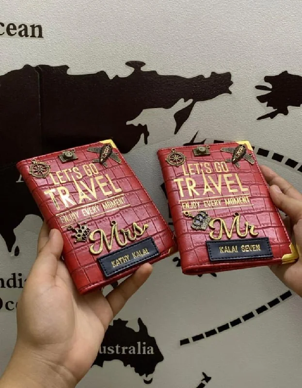 Antique Copper Passport Covers & Wallets with Intricate Engravings for CollectorsPersonalised Couple red croco Passport Cover Antique Copper Passport Covers & Wallets with Intricate Engravings for CollectorsPersonalised Couple red croco Passport Cover