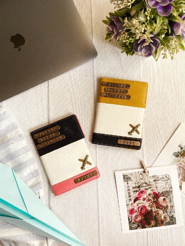 Vegan Leather Passport Covers & Wallets for Environmentally Conscious PeoplePersonalised Three Tone Peach & Mustard Couple Passport Cover Vegan Leather Passport Covers & Wallets for Environmentally Conscious PeoplePersonalised Three Tone Peach & Mustard Couple Passport Cover