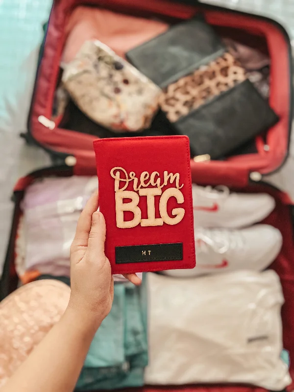 Vegan Leather Passport Covers & Wallets for Environmentally Conscious PeoplePersonalised (Dream Big) Red Passport Cover Vegan Leather Passport Covers & Wallets for Environmentally Conscious PeoplePersonalised (Dream Big) Red Passport Cover