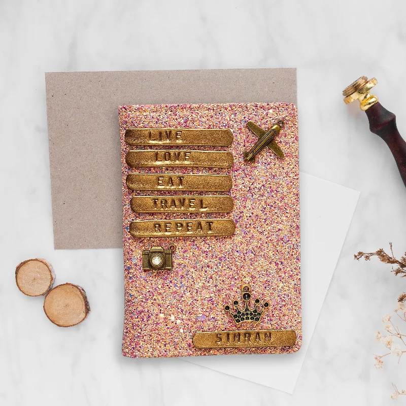 Leather Passport Covers & Wallets with Handmade Stitching for Luxury TravelersPersonalised Dark Pink Glitter Passport Cover Leather Passport Covers & Wallets with Handmade Stitching for Luxury TravelersPersonalised Dark Pink Glitter Passport Cover