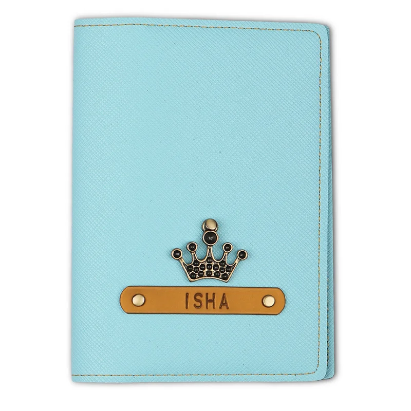 Vintage-Style Passport Covers & Wallets with Brass Hardware for Retro EnthusiastsPersonalized Powder Blue Textured Passport Cover Vintage-Style Passport Covers & Wallets with Brass Hardware for Retro EnthusiastsPersonalized Powder Blue Textured Passport Cover