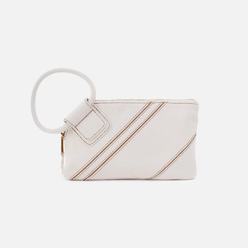 Money clips with RFID protectionSable Wristlet in Pebbled Leather - White Stripe