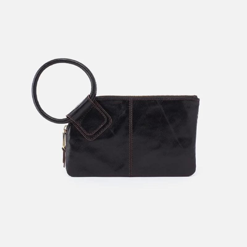 Custom money clips for corporate giftsSable Wristlet In Polished Leather - Black