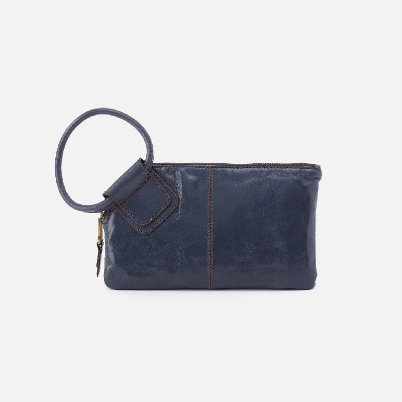Lightweight money clips for travelSable Wristlet In Polished Leather - Blue Stone