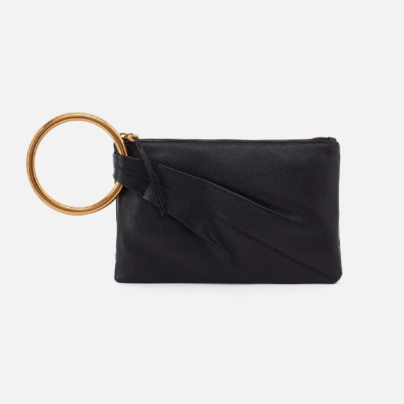 Lightweight money clips for travelSheila Ring Clutch In Pebbled Leather - Black