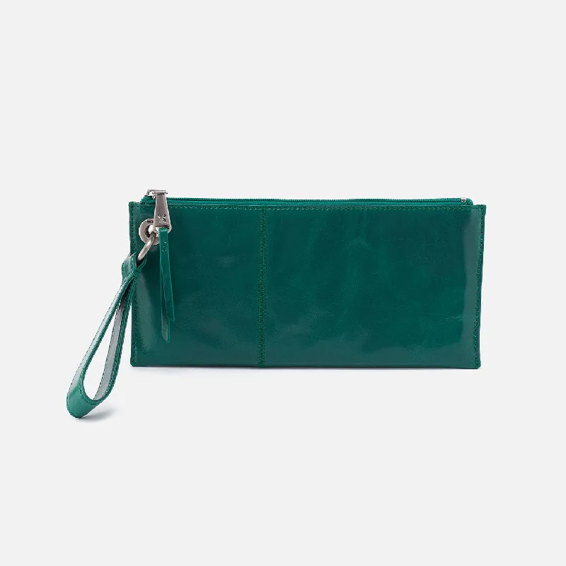 Slim money clips for minimalist walletsVida Wristlet In Polished Leather - Alpine Green Slim money clips for minimalist walletsVida Wristlet In Polished Leather - Alpine Green