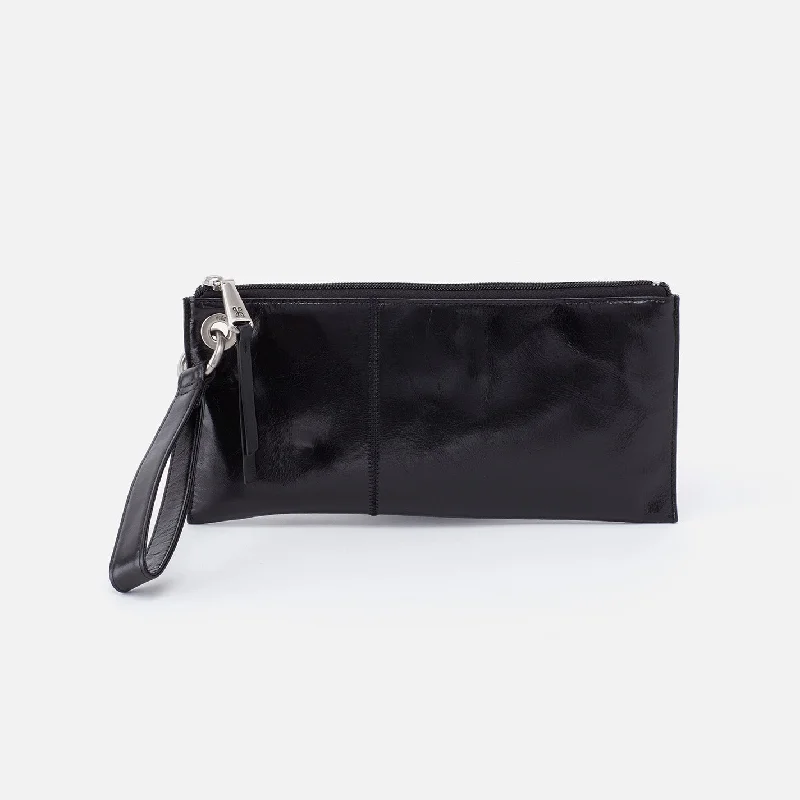 Slim money clips for minimalist walletsVida Wristlet In Polished Leather - Black
