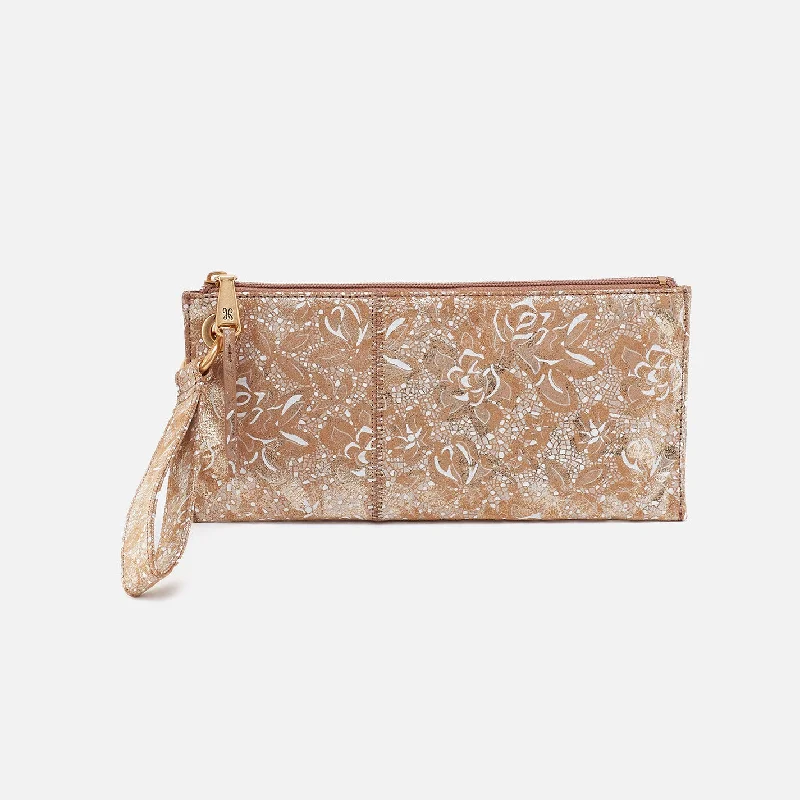 Money clips with magnetic closureVida Wristlet In Printed Leather - Gilded Petals
