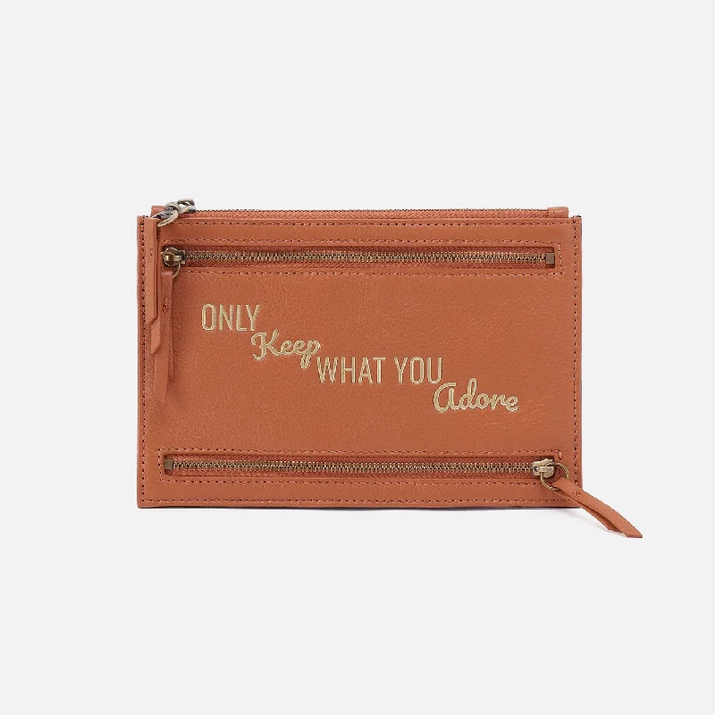 Money clips with magnetic closureZip Along Medium Pouch In Pebbled Leather - Butterscotch Money clips with magnetic closureZip Along Medium Pouch In Pebbled Leather - Butterscotch