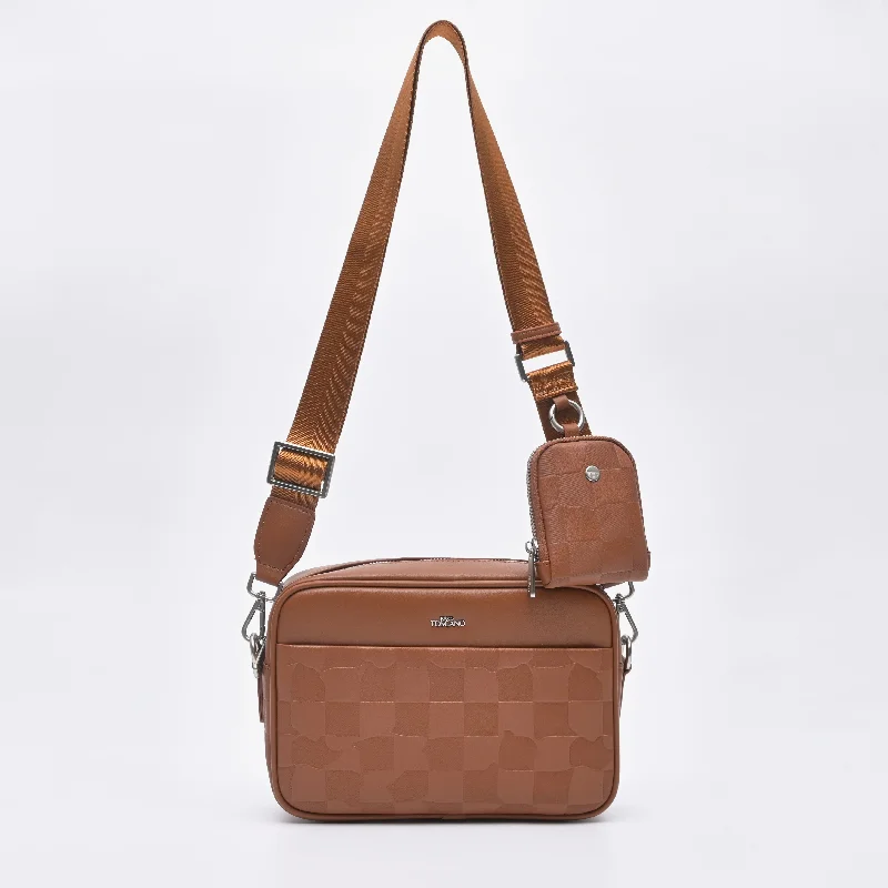 Men's crossbody bag with a built - in charging port for tech use on the goCheckmate Couture Crossbody Bag With Small Pouch - TGSB0444PN3MK4 Men's crossbody bag with a built - in charging port for tech use on the goCheckmate Couture Crossbody Bag With Small Pouch - TGSB0444PN3MK4