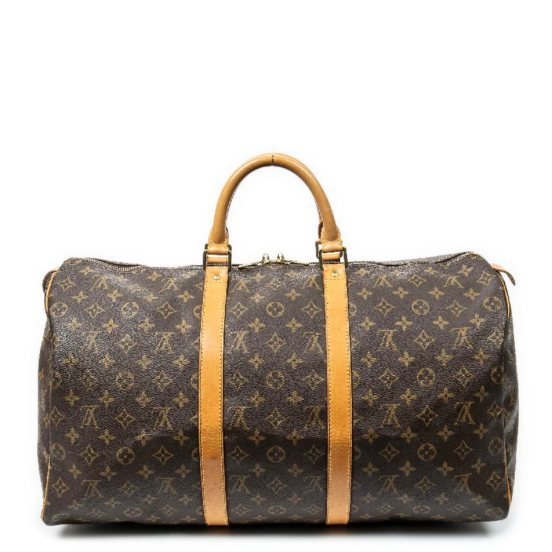 Designer duffel bags with unique patterns and high-end materialsKeepall 50