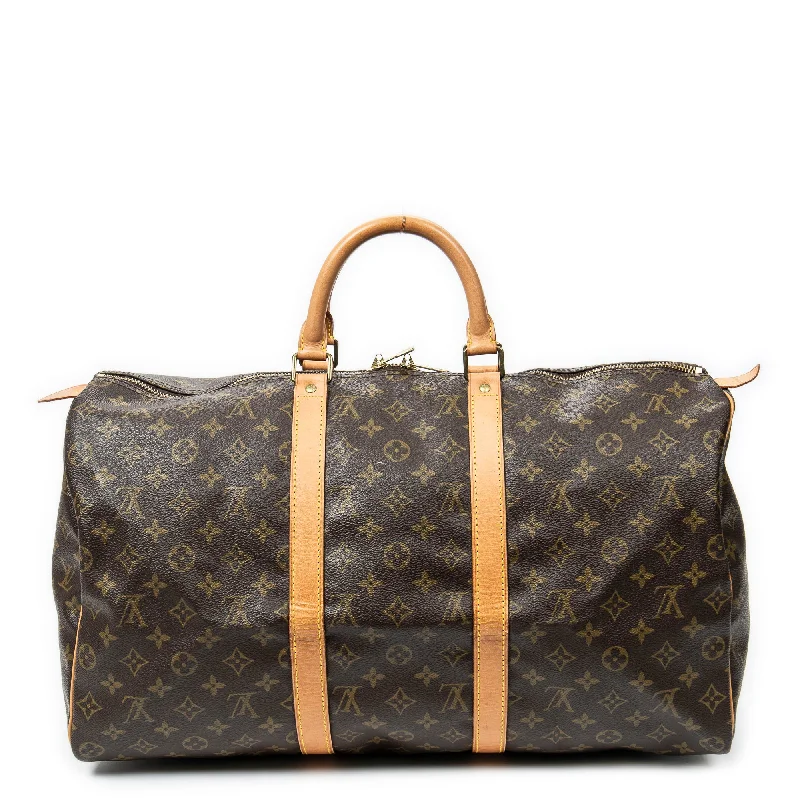 Vintage-inspired duffel bags with a distressed finish for a retro aestheticKeepall 50 Vintage-inspired duffel bags with a distressed finish for a retro aestheticKeepall 50