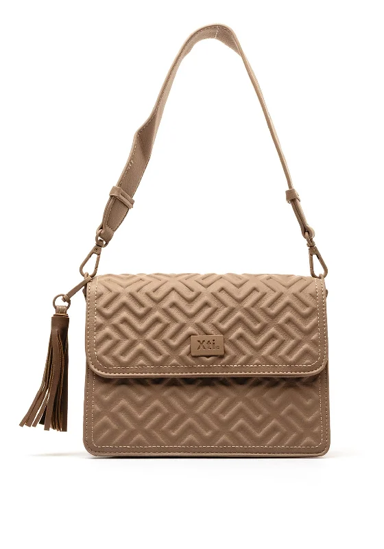 Men's crossbody bag with multiple interior pockets for organizationXti Logo Embossed Shoulder Bag, Taupe Men's crossbody bag with multiple interior pockets for organizationXti Logo Embossed Shoulder Bag, Taupe